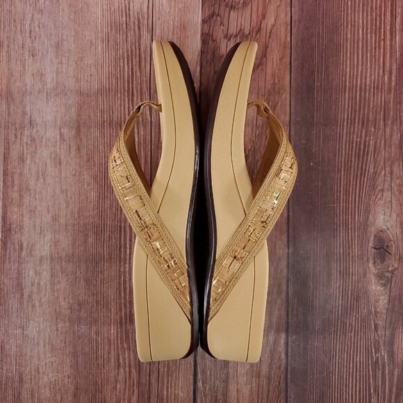 Vionic Hightide Womens 9 Wide Tan Cork Thong Platform Comfort Sandals Flip Flops - Picture 9 of 14